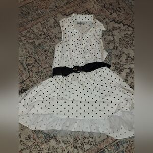 White Polka Dot Dress with Black Belt 1X